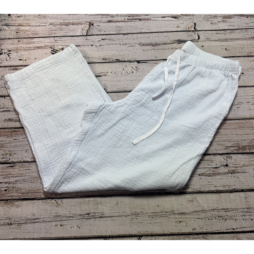 Aritzia Little Moon Blue and White Striped Gauzy Pajama PJ Lounge Sleep Pant XL